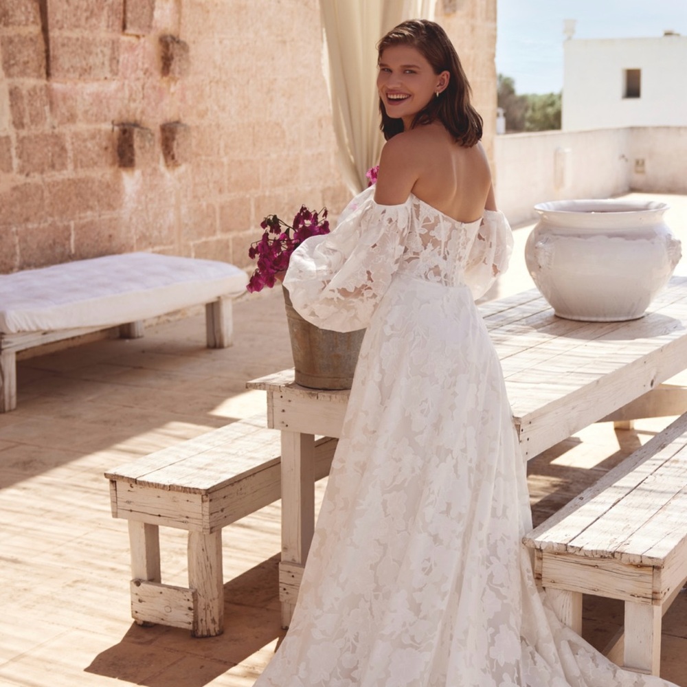 Lillian West by Justin Alexander Strapless Wedding Dress with Detachable Sleeves
